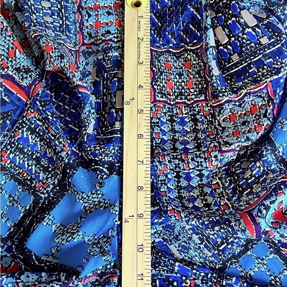 KUT FROM THE KLOTH GRETA JUMPSUIT SZ 6 HALTER TOP PLEATED SIDE POCKETS BLUE RED - Picture 11 of 13